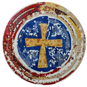 Maronite Cross Marble Mosaic, 24"x24"