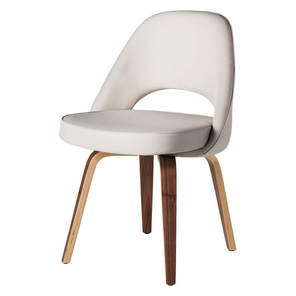 Midcentury Modern Armless Side Chair With Walnut Veneer
