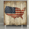 Laural Home Wooden Flag Shower Curtain, 71"x74"