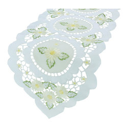 Xia Home Fashions - Elegant Daisy Embroidered Cutwork15"x72" Table Runner - Table Runners