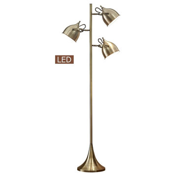 Caprice 64" LED Floor Lamp, Antique Satin Brass