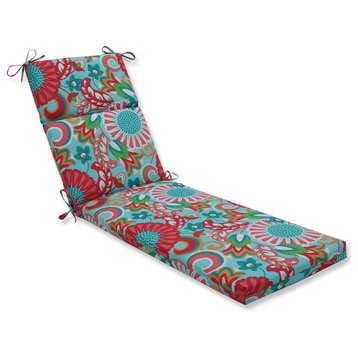 Outdoor/Indoor Sophia Turquoise/Coral Chaise Lounge Cushion