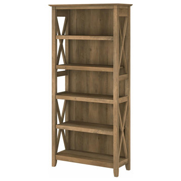 Bush Furniture Key West Tall 5 Shelf Bookcase, Reclaimed Pine