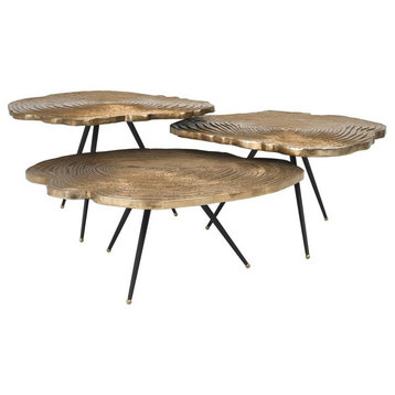 Gold Wood Slice Coffee Table Set (3) | Eichholtz Quercus