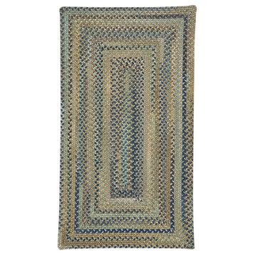 Tooele, Braided Concentric Rectangle Rug, Green, 8'x11'