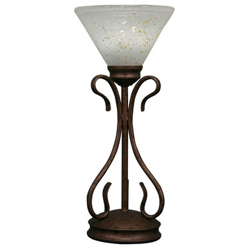 Swan Mini Table Lamp In Bronze, 7" Gold Ice Glass
