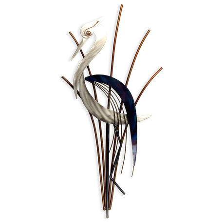 Coastal Home Decor 'Abstract Heron Head Down' Contemporary Metal Wall Art
