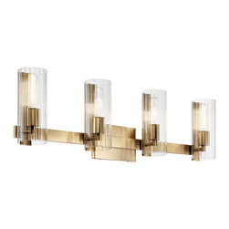 Kichler Lighting, LLC. - Jemsa 32" 4 Light Vanity With Clear Fluted Glass, Champagne Bronze - Bathroom Vanity Lighting