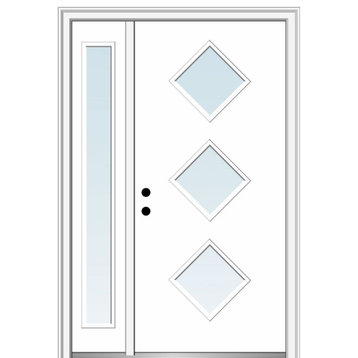 48"x80" 3 Lites Clear Right-Hand Inswing Primed Fiberglass Door, 6-9/16"