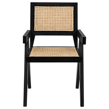 Pearson Chair With Caning, Black Set of 2