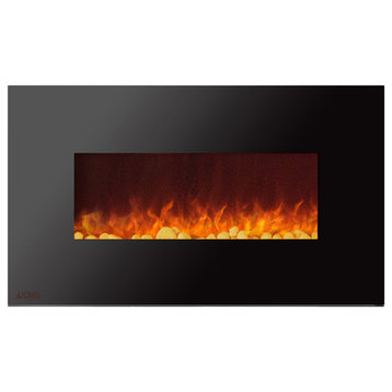 Electric Wall Mounted Fireplace Royal 50 inch with Pebbles| Ignis