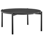 Armen Living - Tiffany Outdoor Patio Ruond Coffee Table, Black Aluminum - The Tiffany Outdoor Patio Round Coffee Table in Black Aluminum adds style and convenience to any outdoor space. This coffee table measures 42 inches round and 18 inches high, it&rsquo;s slatted table stop creates a drain effect that allows the outdoor elements to easily pass through. Minimal maintenance is required for this coffee table. Often, using a typical garden hose to rinse off the patio furniture will do. For more stubborn residue, a little warm water and soap will usually suffice. Aluminum furniture cannot rust. This is especially beneficial in areas where moisture is present, making it a premium choice among residents of coastal cities or regions with high humidity. The round shape and large diameter make this table ideal for entertaining and parties, offering enough surface space for your guests. The Tiffany outdoor table is a wonderful addition to any home and is available in a black aluminum finish.