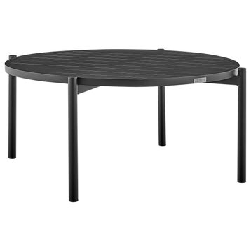 Tiffany Outdoor Patio Ruond Coffee Table, Black Aluminum