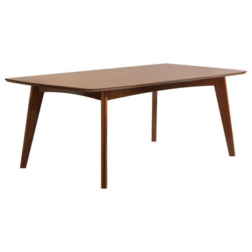 Benzara BM168070 Mid century Modern Wooden Dining Table, Dark Walnut Brown