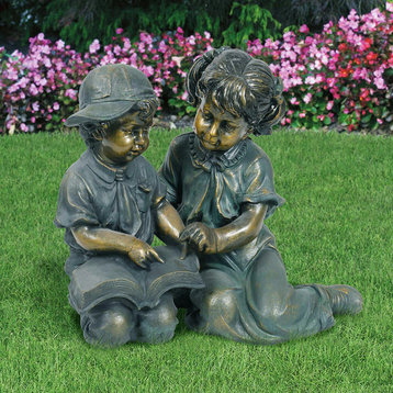 Boy and Girl Reading Statue
