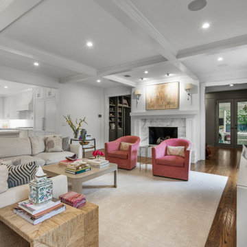 Elegant Open-Concept Living Room with Soft Neutrals and Vibrant Accents