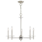 Livex Lighting - Livex Lighting Brushed Nickel 5-Light Chandelier - Add an aura of sophistication and elegance with the Bancroft transitional chandelier. With the brushed nickel finish and clear crystal bobeche, it looks especially decadent. The Bancroft collection delivers an inspiring and upscale mood to a new or remodeled bath space.