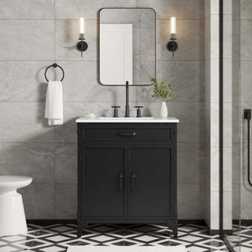 Steamforge 30" Bathroom Vanity, White Black