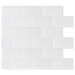 CNK Tile - 10"x11.25" White Subway Peel and Stick Tile, Glass Look - These Tiles are made of a clear gel component which gives its 3-dimensional glass look.
