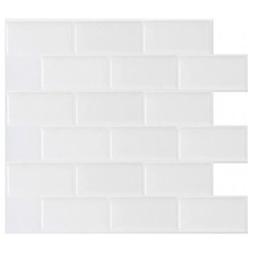 10"x11.25" White Subway Peel and Stick Tile, Glass Look