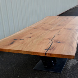 Live Edge Sycamore Conference Table With I Beam Base - Table Tops And Bases