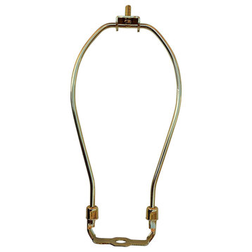 11" Heavy Duty Harp Fitter For Lamp Shades with Saddle, Polished Brass