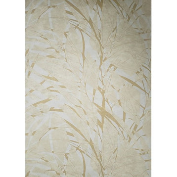 Wallpaper yellow Abstract Palm Leaves, 75 Sq.ft Euro Roll