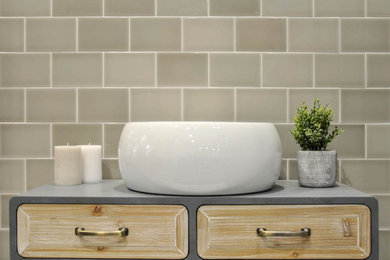 Powder room - eclectic powder room idea in Boston