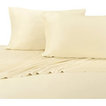 Royal Tradition - Bamboo Cotton Blend Silky Hybrid Sheet Set, Ivory, Queen - Experience one of the most luxurious night's sleep with this bamboo-cotton blended sheet set. This excellent 300 thread count sheets are made of 60-Percent bamboo and 40-percent cotton. The combination of bamboo and cotton in the making of the sheets allows for a durable, breathable, and divinely soft feel to the touch sheets. The sateen weave gives these bamboo-cotton blend sheets a silky shine and softness. Possessing ideal temperature regulating properties which makes them the best choice for feel cool in summer and warm in winter. The colors are contemporary, with a new and updated selection of neutral tones. Sizing is generous and our fitted sheets will suit today's thicker mattresses.