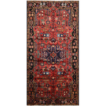 Authentic Persian Nahavand Hand-Knotted Rug, Red, 5'1"x10'3"