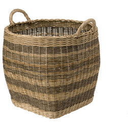 Contemporary Baskets Striped Wicker Storage Basket, Small