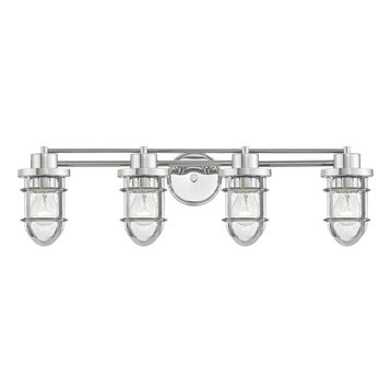 Seeded Glass Bathroom Light Chrome Cage 4 Lt