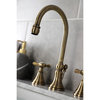 KS2983BEX Widespread Bathroom Faucet With Brass Pop-Up, Antique Brass