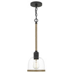 Quoizel - Quoizel Wagner 1 Light Mini Pendant, Matte Black - Wagner - MBK Matte Black Finish, Rod Hung Mini Pendant: A twist of timeless rope gives Wagner, available as a pendant or chandelier, a touch of coastal allure. Paired with clear glass accents and a matte black finish, this design offers a stylish feel that transcends pigeonholing: Use it in rustic, bohemian, industrial, classic, and coastal design schemes alike.