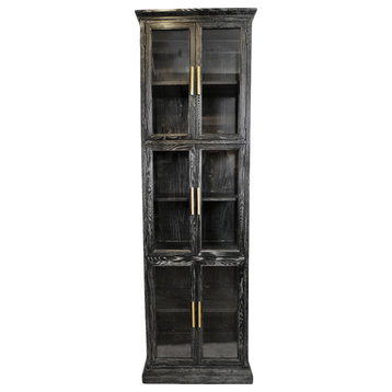 Black and Brass Narrow Display Cabinet