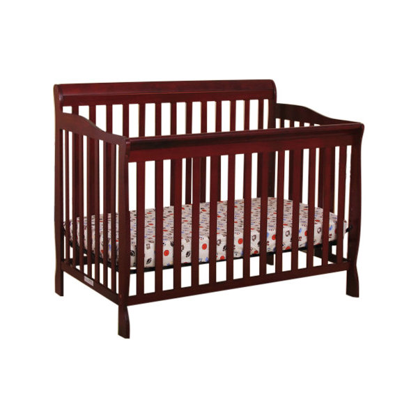 Alcron Convertible Baby Crib and Toddler Bed. Cherry Wood