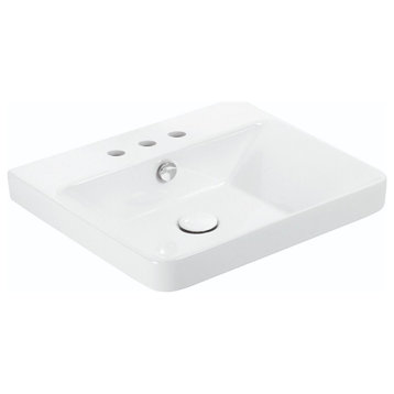 Luxury 50.03 WG Bathroom Sink in Glossy White with Three Faucet Holes