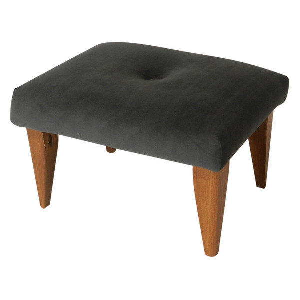 Tufted Suede Footstool, Navy