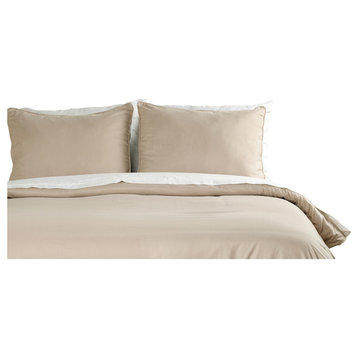 Lotus Home Water and Stain Resistant Duvet Cover Mini Set, Taupe, Twin