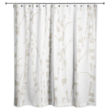 Beige Birch Trees 71x74 Shower Curtain