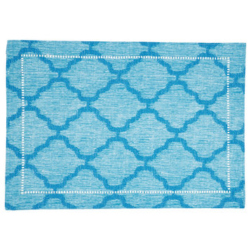 Placemats With Laser-Cut Hemstitch Design (Set of 4),Turquoise, 14"x20"