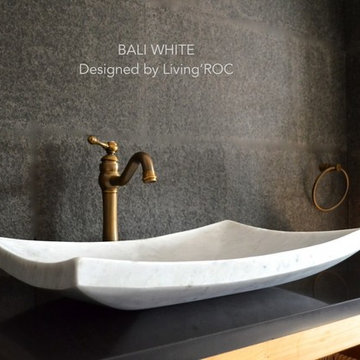 WHITE MARBLE BATHROOM VESSEL SINK 23"x16"-BALI WHITE