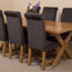 Vermont Oak Extending Dining Table, 6 Washington Chairs, Black Velvet Effect