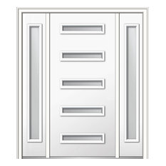 Frosted 5-Lite Steel 64.5"x81.75", Left Hand In-Swing