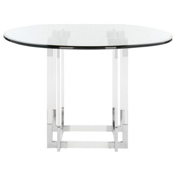 Mayne 42" Acrylic Dining Table, Silver