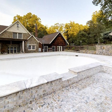 Silver Travertine Pool Coping, Tile and Spa Remodel