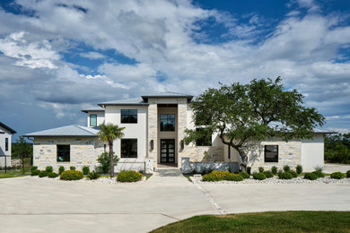 Example of a transitional exterior home design in Austin