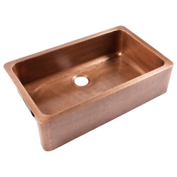 Adams Copper 36" Single Bowl Undermount Farmhouse Apron Kitchen Sink