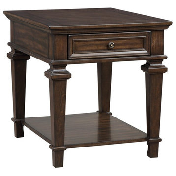 Pemberly Row 23" x 28" Traditional Wooden End Table in Espresso