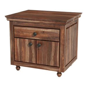 Furniture Delhi Handcrafted Two Toned Solid Wood Nightstand Drawer